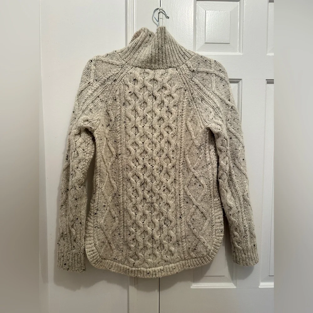 Madewell Speckled Cream Cable-Knit Turtleneck Sweater - Picture 5 of 6